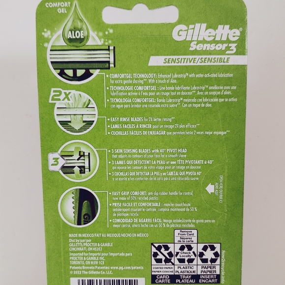 ⭐4/$15 Gillette Sensor3 Sensitive 3-Blade Disposable Razor, 4 CT - Picture 3 of 9